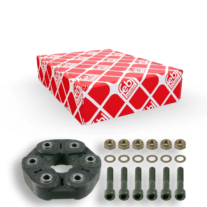 Image of FEBI BILSTEIN 21189 Drive Shaft Coupler with washers, with nuts, Front, Bolt Hole Circle Ø: 90mm, OE Turbo NEW Elastomer Joint,propeller shaft (1427)