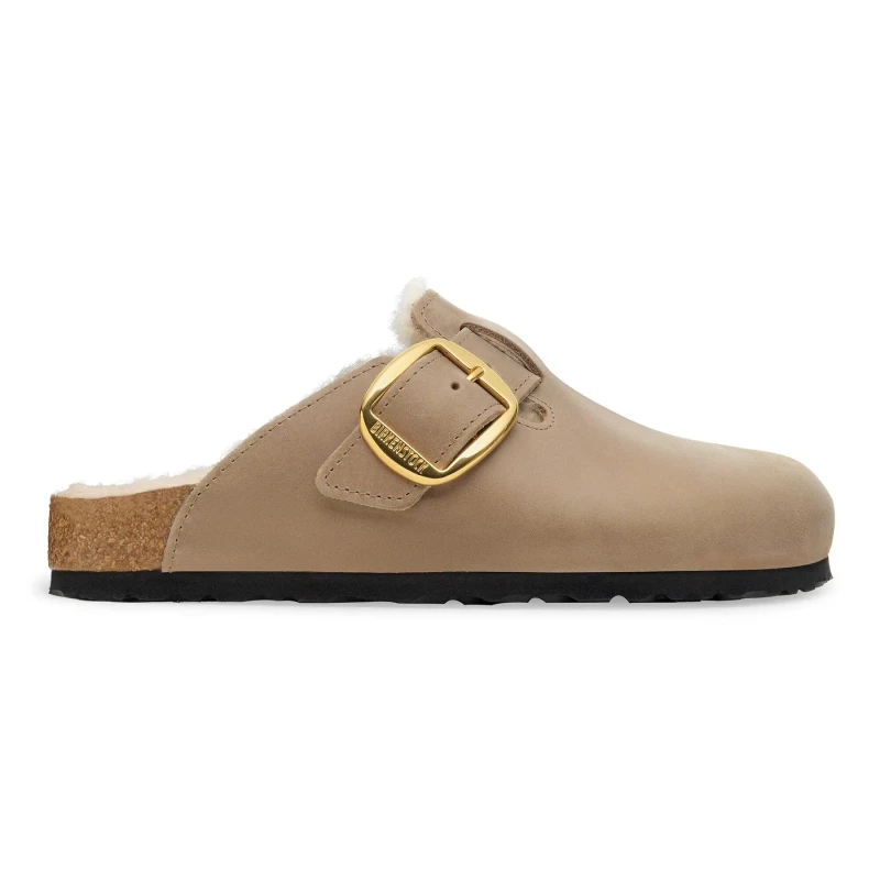 Image of Birkenstock Womens clogs Birkenstock Boston Big Buckle Shearling Beige Female 36