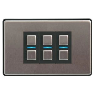 image of Lightwave Smart Series Dimmer (3 Gang) - Stainless Steel