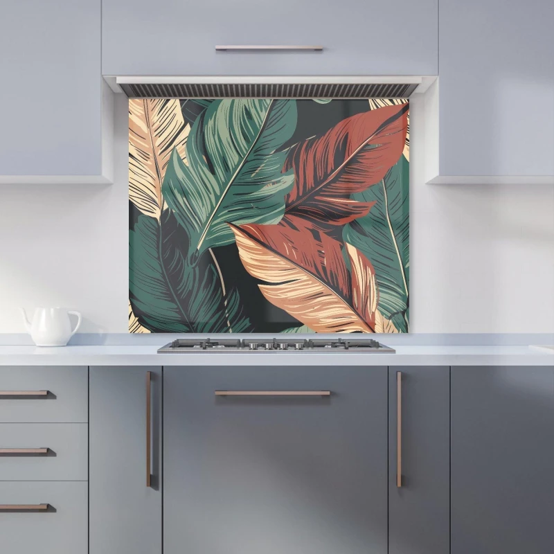 Image of Warren Reed - Designer Autumn Colour Leaves Kitchen Splashback in Green Size: 600mm x 750mm Green Unisex 600mm x 750mm