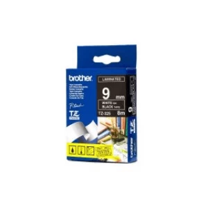 Image of Brother TZ-325 P-touch White on Black Tape 9mm x 8m