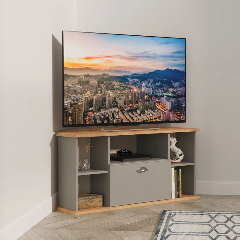 Image of Ready Assembled 2 U Albert Corner TV Unit (Ready Assembled) in Dark Grey Size: Medium Dark Grey Unisex Medium