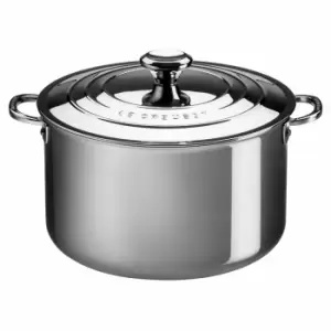 image of Le Creuset 24cm Signature Stainless Steel Stock Pot With Lid