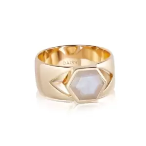 Image of Rings 18ct Gold Plate Beloved Bold Moonstone Band Ring 18ct Gold Plate