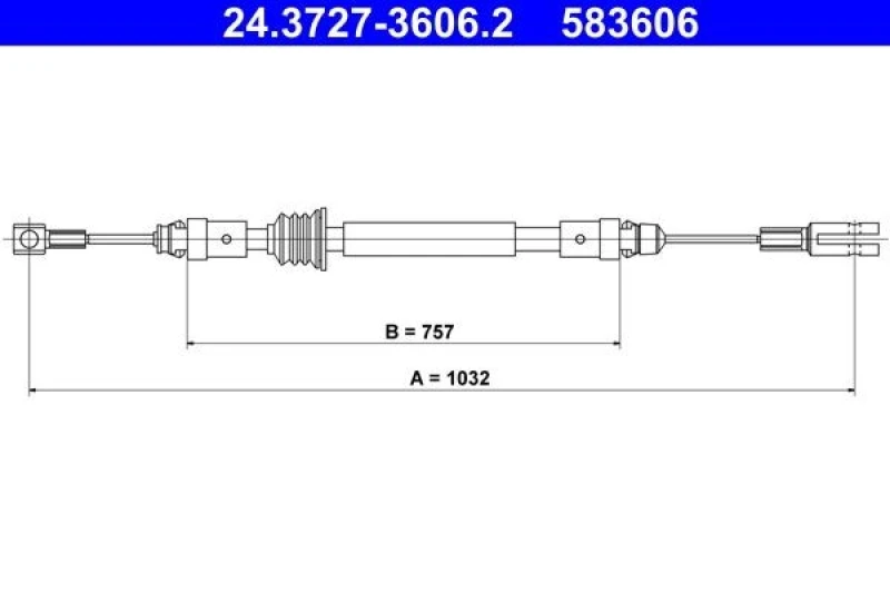 Image of ATE 24.3727-3606.2 Brake Cable 1032mm Cable,parking brake (124)