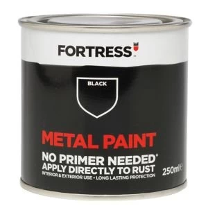 image of Fortress Black Gloss Metal Paint 250ml