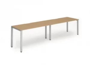 Image of Single Silver Frame Bench Desk 1200 Beech (2 Pod)