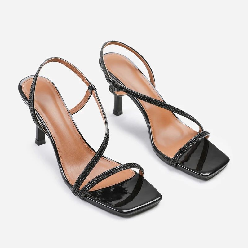 Image of Wheres That From Cross Foot Strap Heels Ladies Black female 4 (37)