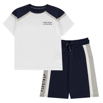 image of Firetrap T Shirt and Shorts Set Junior Boys - Navy/White