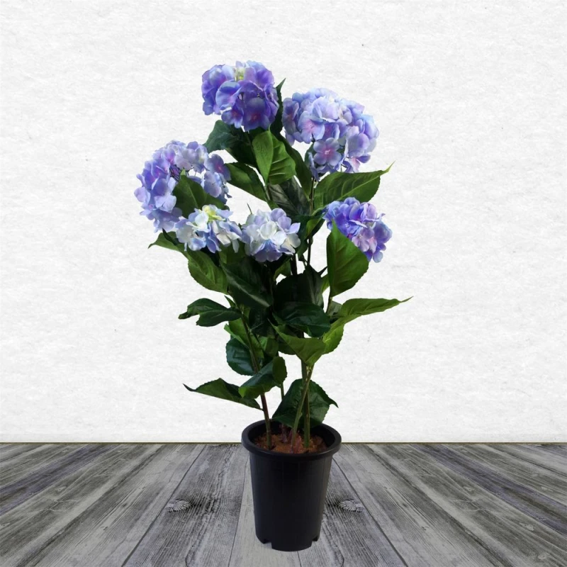 Image of Leaf Artificial Hydrangea Flowering Plant Blue Blue