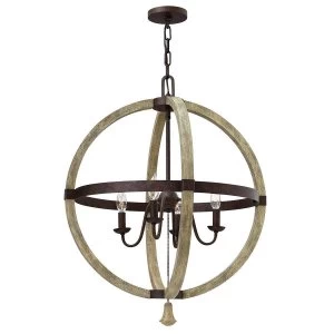 Image of Chandelier 4 Light Iron Rust Finish, E14