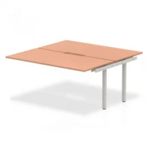 Image of B2B Ext Kit Silver Frame Bench Desk 1600 Beech