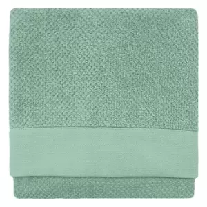 Image of Textured Weave 100% Cotton 500gsm Bath Sheet, Smoke Green - Furn