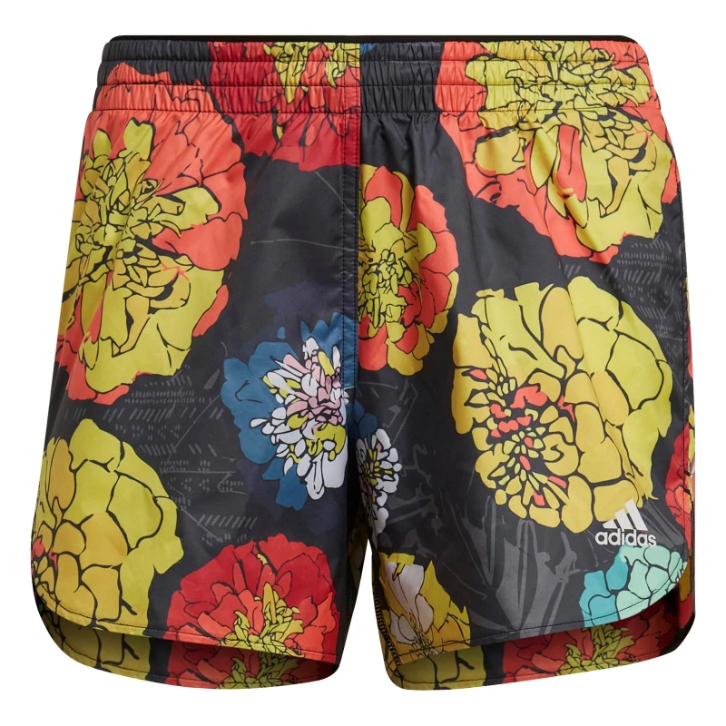 Image of adidas Run Fast Flower Running Shorts Womens Short - Black 2XS