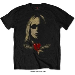 Image of Tom Petty & The Heartbreakers - Shades & Logo Unisex Large T-Shirt - Black