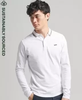 Image of Superdry Mens Vintage Tipped Long Sleeve Polo Shirt Red / Optic/red - Size: M