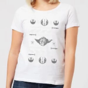 Image of Star Wars Yoda Sabre Knit Womens Christmas T-Shirt - White - XXL