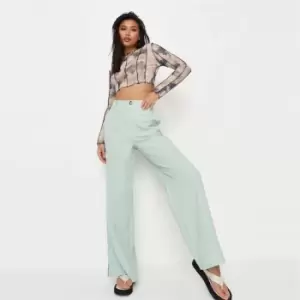 Missguided Split Hem Wide Leg Trousers - Green