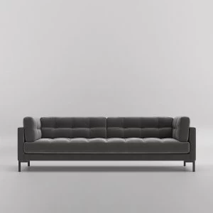 Image of Swoon Landau Velvet 3 Seater Sofa - 3 Seater - Granite