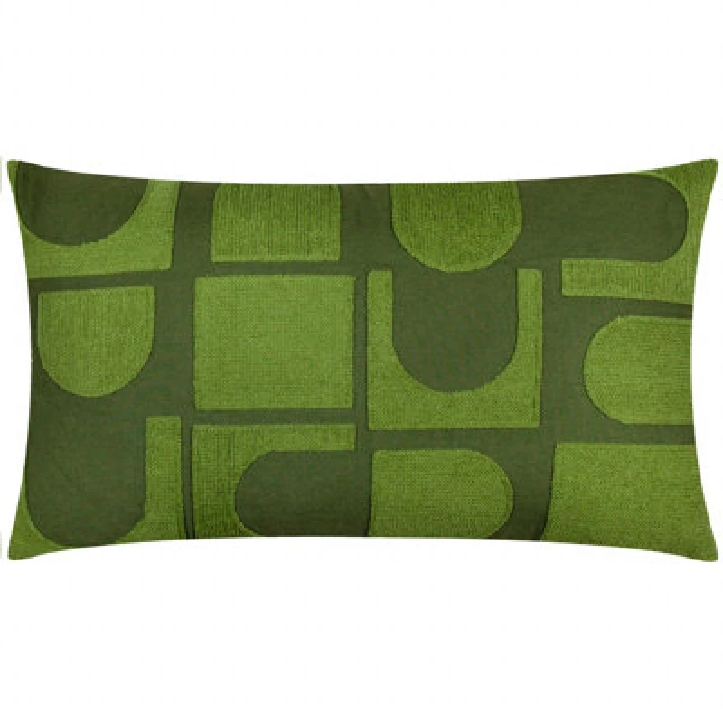 Image of Hallam Embroidered Cotton Cushion Ivy Green, Ivy Green / 30 x 50cm / Polyester Filled