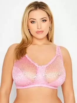Image of Yours High Shine Lace Non-Wired Bra - Pink, Size 40C, Women