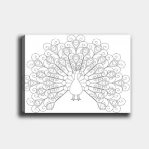 Image of MANDALA22 White Black Decorative Canvas Painting