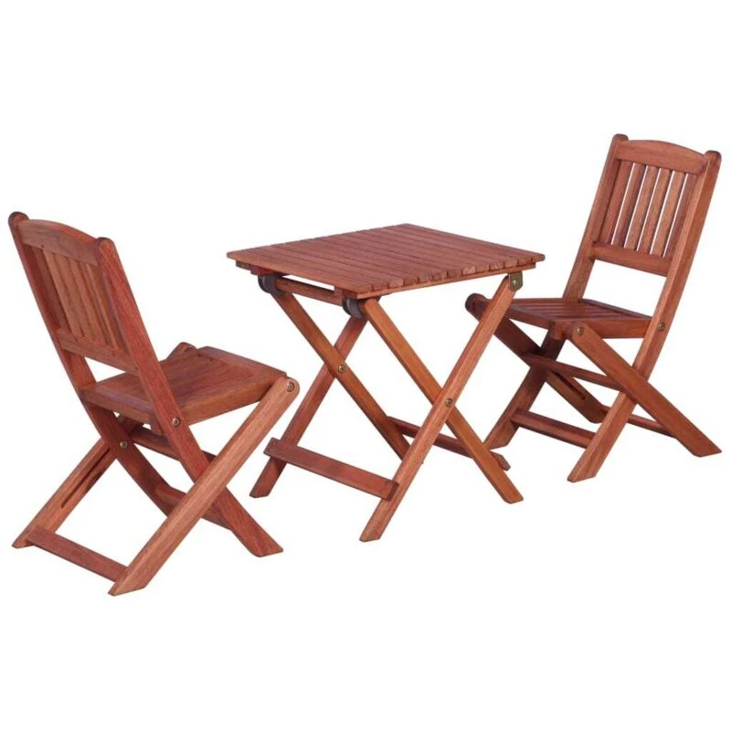 Image of vidaXL 3 Piece Solid Eucalyptus Wood Bistro Set Children Dining Table Chair