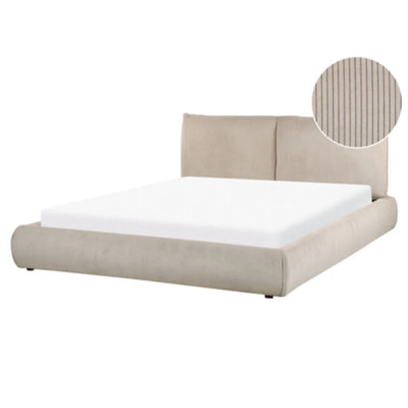 Image of Beliani Bed Corduroy Vinay 160 X 200 Cm (Eu King Size) Taupe