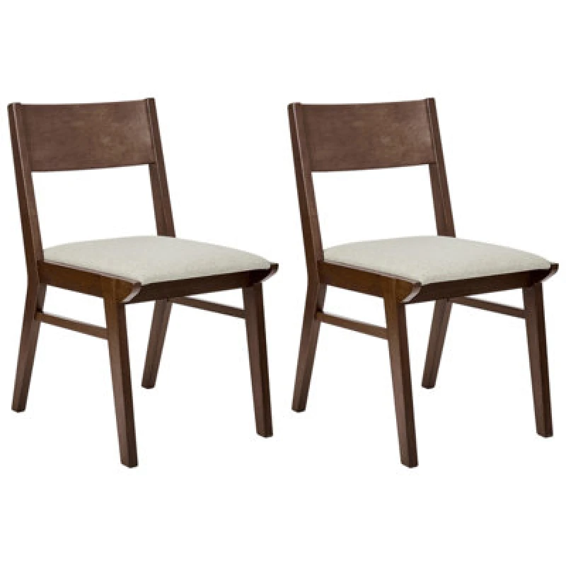 Image of Beliani Set Of 2 Dining Chairs Enola Wood Light Beige