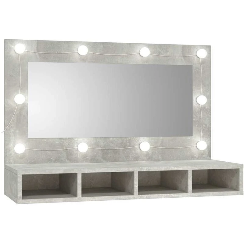 Image of vidaXL Mirror Cabinet with LED Concrete Grey 90x31.5x62 cm, Grey 808895