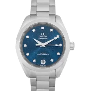 image of Seamaster Aqua Terra 150M Co-Axial Master Chronometer 34mm Automatic Blue Dial Diamonds Ladies Watch