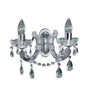 image of Indoor Candle Wall 2 Light Chrome with Crystals, E14