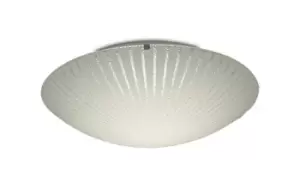 Image of Tassa 18W LED Medium Flush Ceiling Light, 400mm Round, 4000K 1500lm CRI80, Sunray Pattern Glass with Polished Chrome Detail
