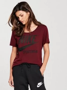 Image of Nike Sportswear Logo Tee Red Size L Women