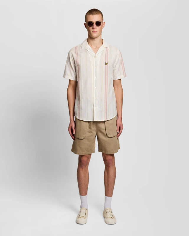 Image of Lyle & Scott Mens Linen Blend Shorts in Brown