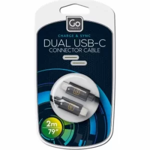 Image of Go Travel Charge and Sync Dual USB-C Cable 2m, Black