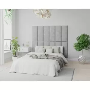 Image of EasyMount Wall Mounted Upholstered Panels, Modular diy Headboard in Kimiyo Linen Fabric, Silver (Pack of 2) - Aspire