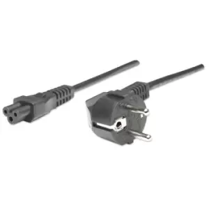 Image of Manhattan Power Cord/Cable Euro 2-pin (CEE 7/4) plug to C5 Female (cloverleaf/triangular) 1.8m 16A Lifetime Warranty Polybag