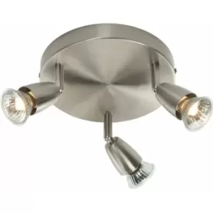 image of Loops - LED Adjustable Ceiling Spotlight Satin Nickel Triple GU10 Dimmable Downlight