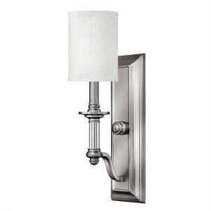 Image of 1 Light Wall Light Brushed Nickel Glass Shade, E14
