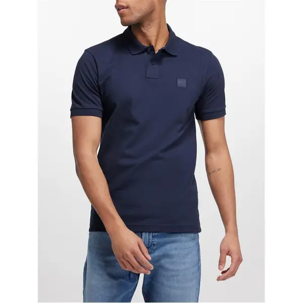 Boss Passenger logo-patch cotton-blend piqu polo top - Blue XL