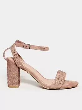 image of Yours Extra Wide Fit Diamante Sandal Blush Pink, Size E, Women