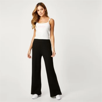 image of Jack Wills Ribbed Lounge Knitted Trousers - Black