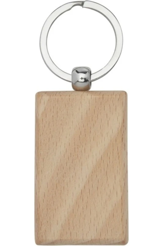 Image of Bullet Gian Rectangular Beech Wood Keyring in Natural Natural Unisex One Size