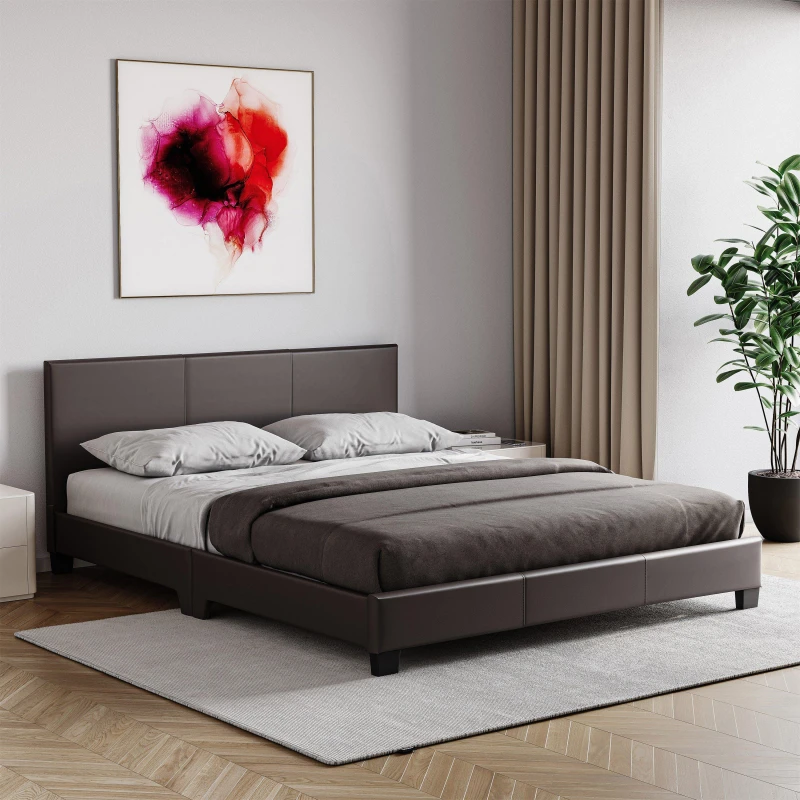 Image of Lassic Vida Designs Lisbon Double Faux Leather Bed UKFR Brown unisex Double