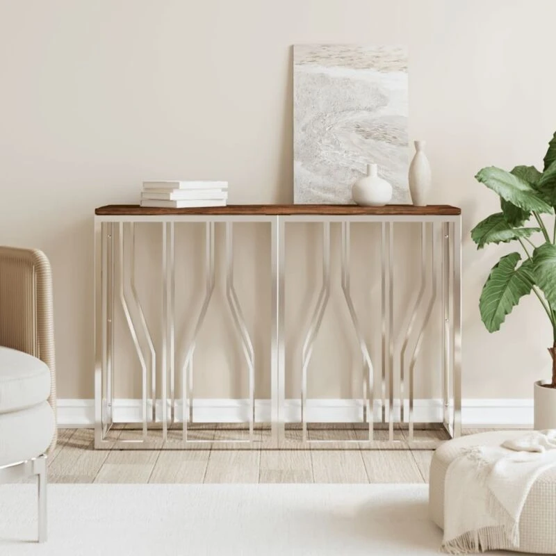 Image of VIDAXL Console Table Stainless Steel and Solid Wood Reclaimed Vidaxl 8720287200079