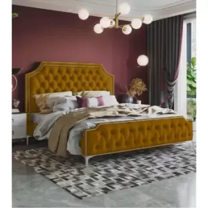 Image of Gaia Bed King Plush Velvet Mustard