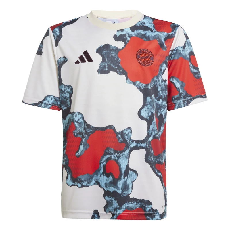 Image of adidas Bayern Munich Prematch Shirt 2024 2025 Juniors Red/Aqua male 7-8 Years