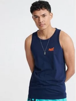 Image of Superdry Orange Label Neon Lite Vest, Navy, Size XL, Men
