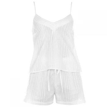 image of Figleaves Cotton Cami Pyjama Set - White